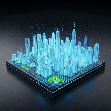Futuristic City Hologram Display