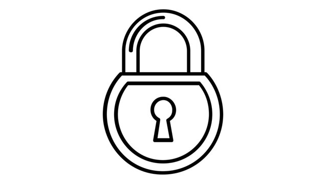 Sleek closed security padlock with a keyhole line icon vector illustration for digital protection, data privacy, and online safety concepts in a clean minimalist flat style on white background.