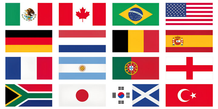 World Flags Icon Grid Vector Set for International Projects