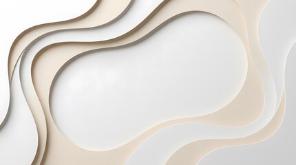 Abstract Paper Cut Background with Curved Shapes and Soft Shadows © Monir