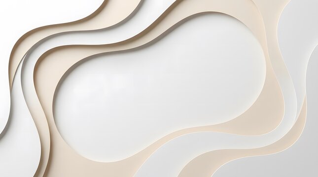 Abstract Paper Cut Background with Curved Shapes and Soft Shadows