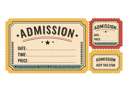 Simple beige movie ticket vector template with clean layout code number