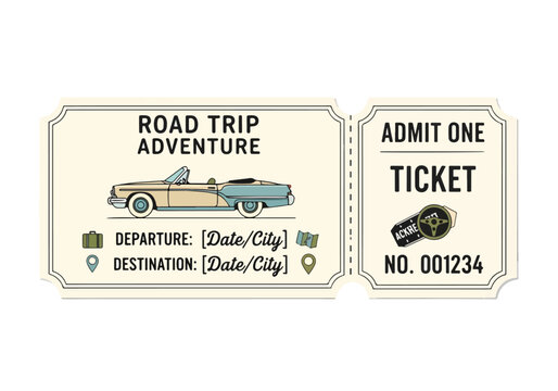 Retro paper ticket stub vector illustration with custom number code element