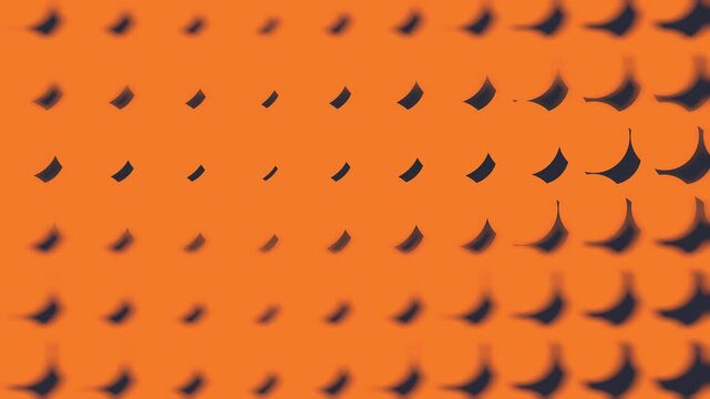 Warm orange halftone background displaying blurred dark geometric shapes scaling with a soft depth of field effect