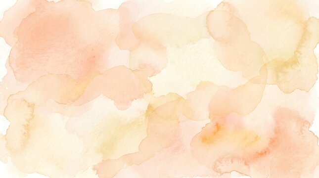 Abstract soft peach and yellow watercolor background with artistic paint washes