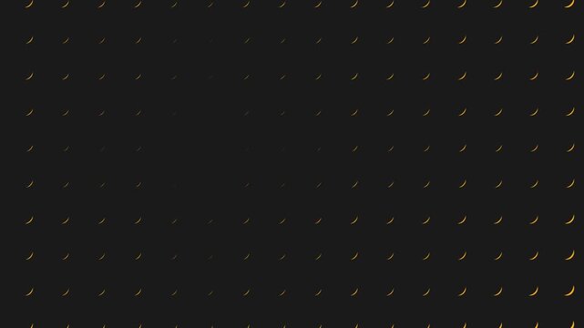Grid pattern of small golden yellow crescent moons arranged uniformly across a dark slate background for clean corporate visuals