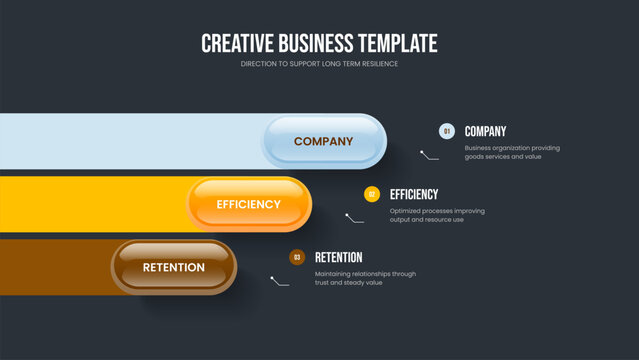 Marketing Visualization Slideshow Layout Vector Illustration. Visual Forecast Three Option Infographic Presentation Design. Creative Overview 3 Element Diagram Frame Template.