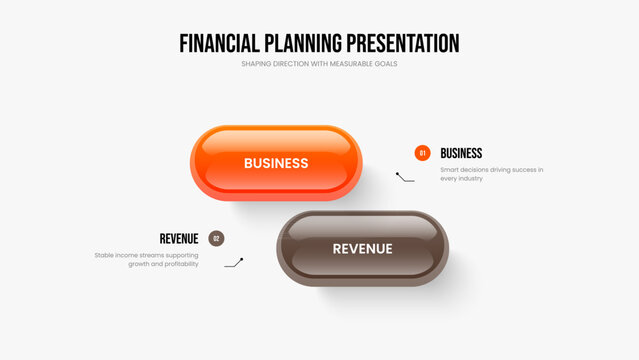 Advertising Report Slideshow Layout Vector Illustration. Sales Overview Two Element Infographic Presentation Design. Marketing Review 2 Option Diagram Slide Template.