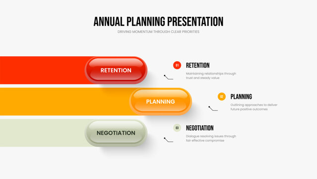Business Portfolio Three Option Diagram Frame Design. Consulting Innovation 3 Element Infographic Slideshow Layout. Marketing Strategy Slide Template Vector Illustration.