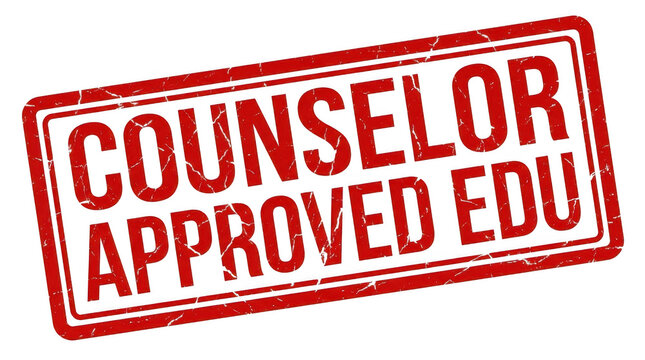 Counselor approved edu red grunge stamp isolated on transparent background