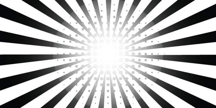 Comic zoom burst background in black and white colour