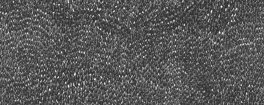 Seamless pattern with scales drawn with graphite pencil. Texture of small snake scales. Gray background with many ovals