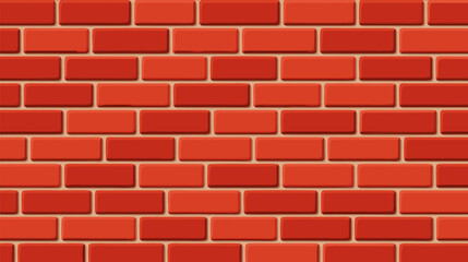 Fototapeta premium Seamless Flat Vector Illustration of a Smooth Red Brick Wall Pattern with Clean Grout Lines Creating a Minimalist Architectural Texture for Interior Design and Building Backgrounds.