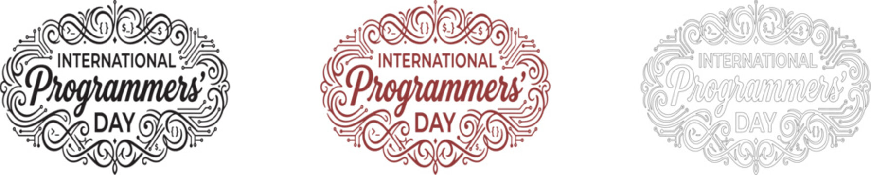 International Programmers Day vintage typography logo vector set
