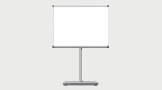 Blank presentation easel board on a stand flat vector illustration. A clean white flipchart or tripod whiteboard for professional business meetings, education, seminars, and creative pitches.