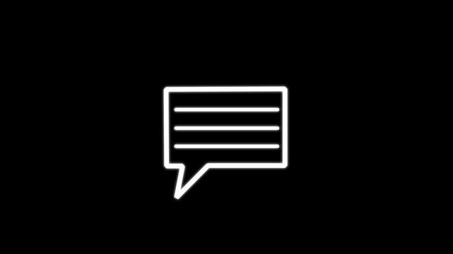 Massage icon animation on a black background.n message box icon animation video notice receive massage animated sign.
