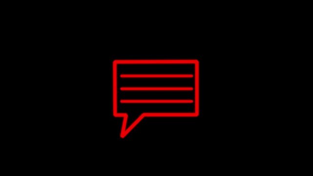 Massage icon animation on a black background.n message box icon animation video notice receive massage animated sign.