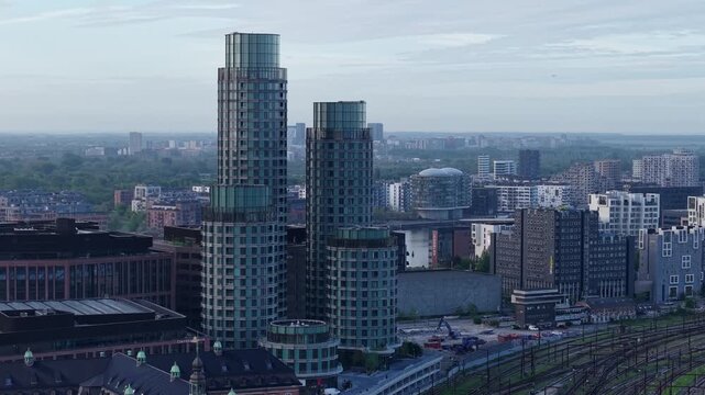 Modern architecture of Postbyen vibrant urban district, Copenhagen, Denmark