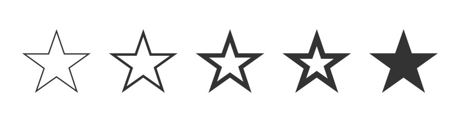 Obraz premium Star vector icon set with isolated star symbols, favorite rating and award design elements vector illustration