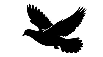 Obraz premium Black bird silhouette, flying dove, minimalist design, iconography element