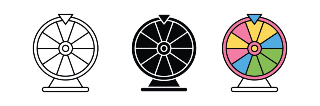 Lucky Wheel Prize Draw Icons for Random Selection, Reward Campaigns, Interactive Games and Promotional Events
