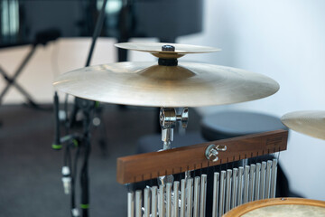 Fototapeta premium Music studio setup with cymbal and chimes