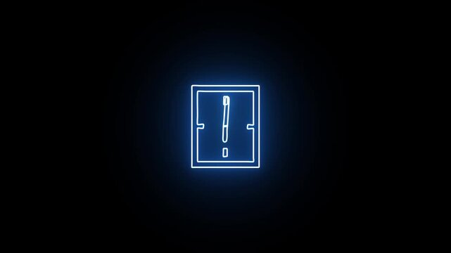 Analog glowing clock animation , 12 hour loop. neon clock , Counting down clock isolated animated.