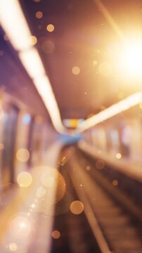 A Dreamlike Journey Through a Colorful, Blurred Transit Environment with Soft Lights and Bokeh, Evoking a Sense of Motion and Mystery on the Tracks