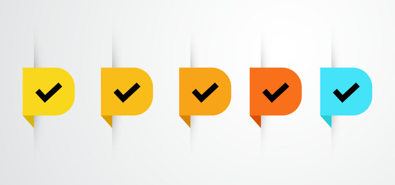 Modern Flat Check Mark Pointer Elements for Checklist and Workflow UI Design