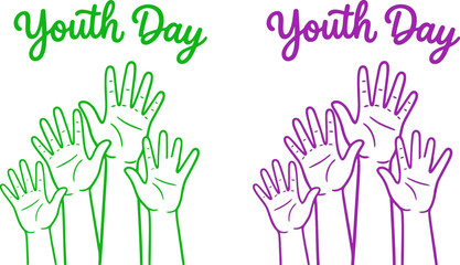 Fototapeta premium Youth day celebration illustration with raised hands