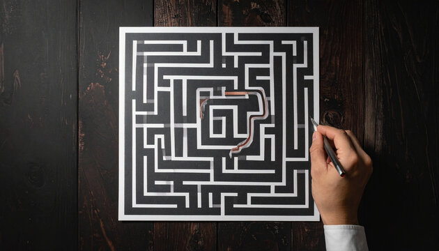 Solving Maze Challenge Concept