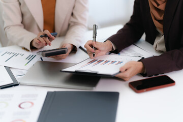 Fototapeta premium Accountant calculating numbers in office for clear valuation documents