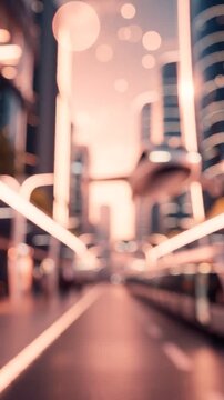 A Dreamy Urban Landscape Evoking Modernity: Lights, Colors, and Shapes Blend in a Beautifully Artistic Vision of a City Scene During Twilight Hours