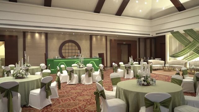Luxury Royal Wedding Decoration Setup with Grand Floral Arrangements, Elegant Palace Style Venue, Premium Lighting, and Lavish Celebration Design