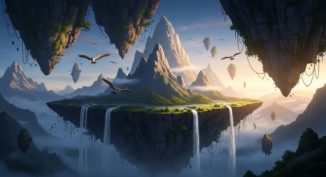 Fantasy landscape floating islands