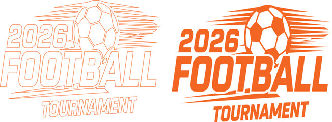 Football Tournament Typography Vector with Soccer Ball and Motion Lines. © MdJihad
