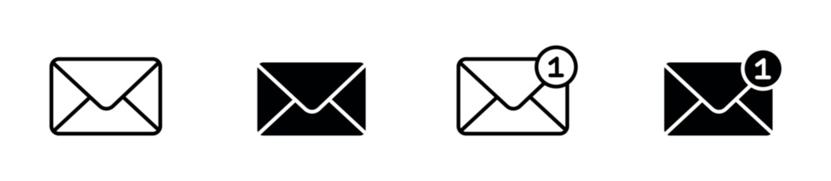 Email Envelope and Mail Notification Icon Set. Messaging, Email Alerts and Communication Service Icons. Vector Illustration.