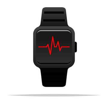 Heart rate monitor smart watch vector isolated illustration