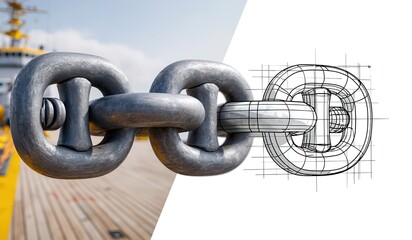 Naklejka premium Steel Chain Links in Industrial Setting