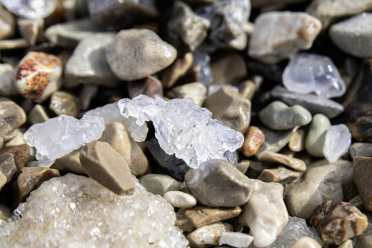 Close up of Dead Sea salt in Israel.
