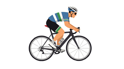 Naklejka premium Male Cyclist Riding Road Bicycle Wearing Helmet.