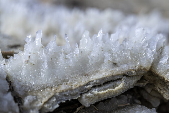 Close up of Dead Sea salt in Israel.
