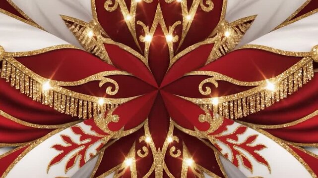 Elegant Festive Background With Symmetrical Gold And Red Ornate Patterns For Luxurious Holiday Celebration Projects