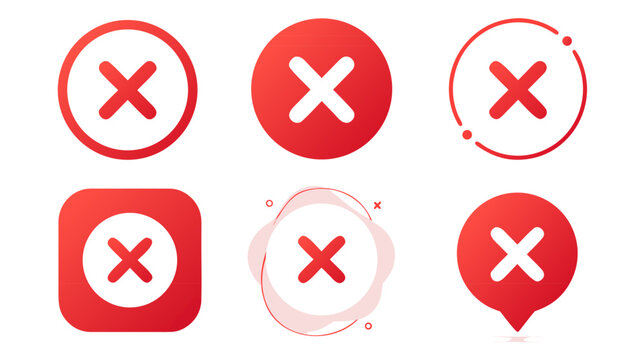 Red Cross Cancel Mark X Icon Inside a Circle Flat Vector Illustration for UI Interface Warning Error Denied or Stop Sign Minimalist Design Element Isolated on White Background for Web App