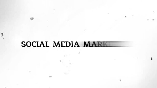 A blurry black and white image with the word social media