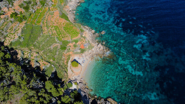 Zogon beach hvar island croatia aerial view