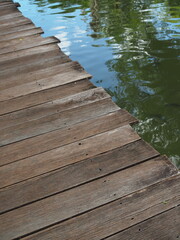 Fototapeta premium Close up of weathered wooden bridge