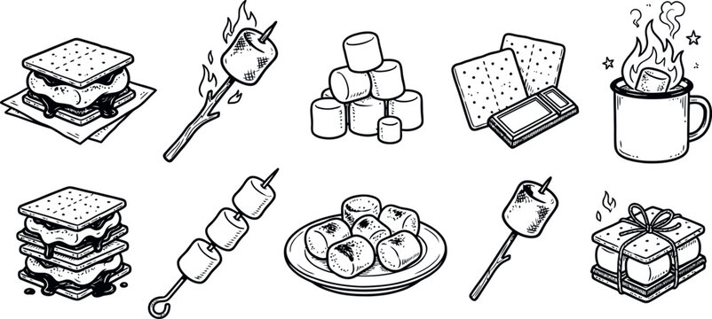 Smores and marshmallow treats isolated on transparent background