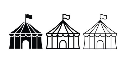 Obraz premium Circus tent icon silhouette vector, bold outline and line art design
