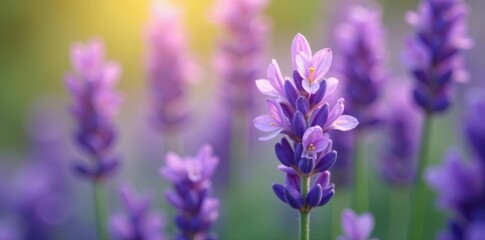 Fototapeta premium Close-up of delicate lavender blossoms, summer garden , detail, petals, lavender